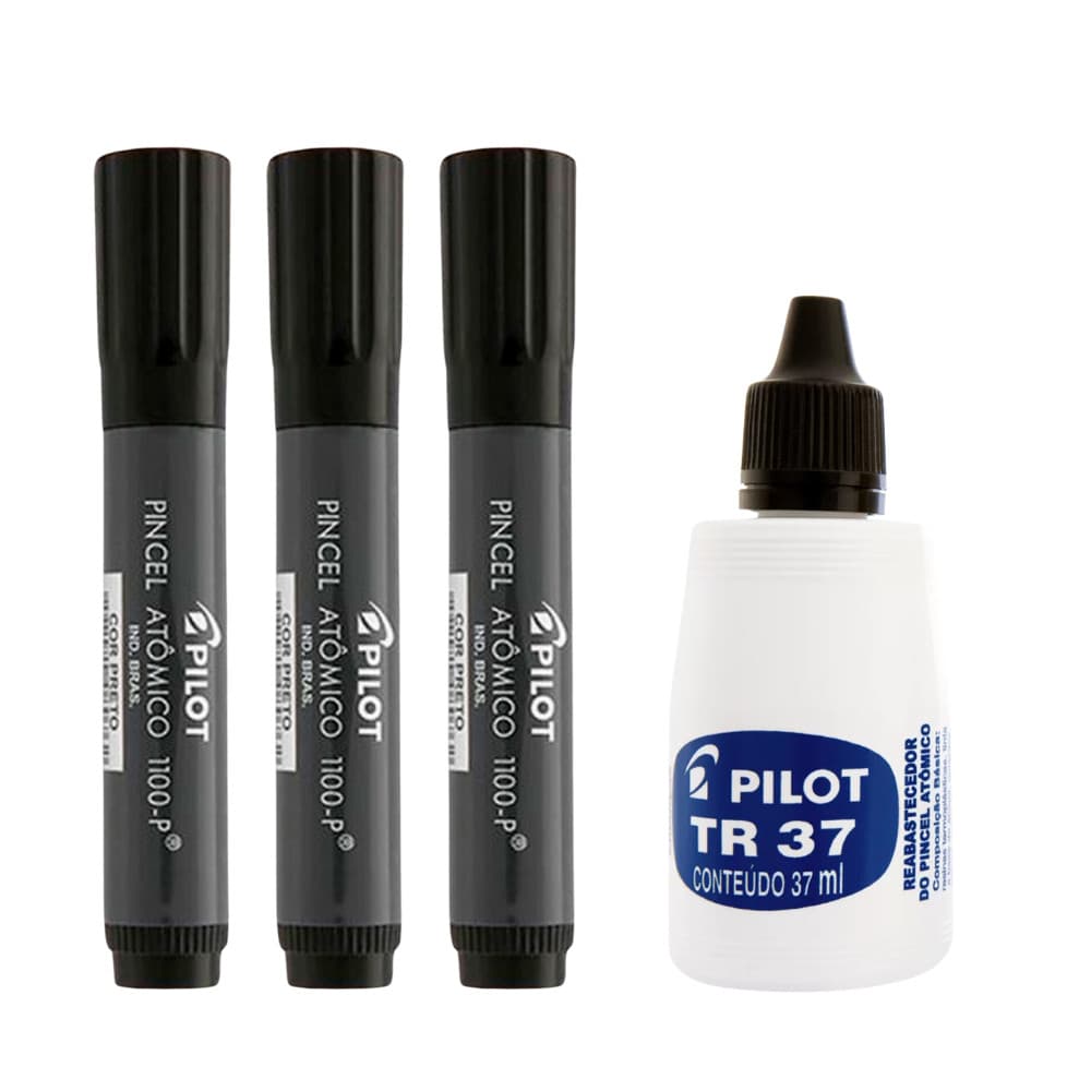 PINCEL ATOMICO PILOT 1100.P PRETO C/03UN + REABASTECEDOR
