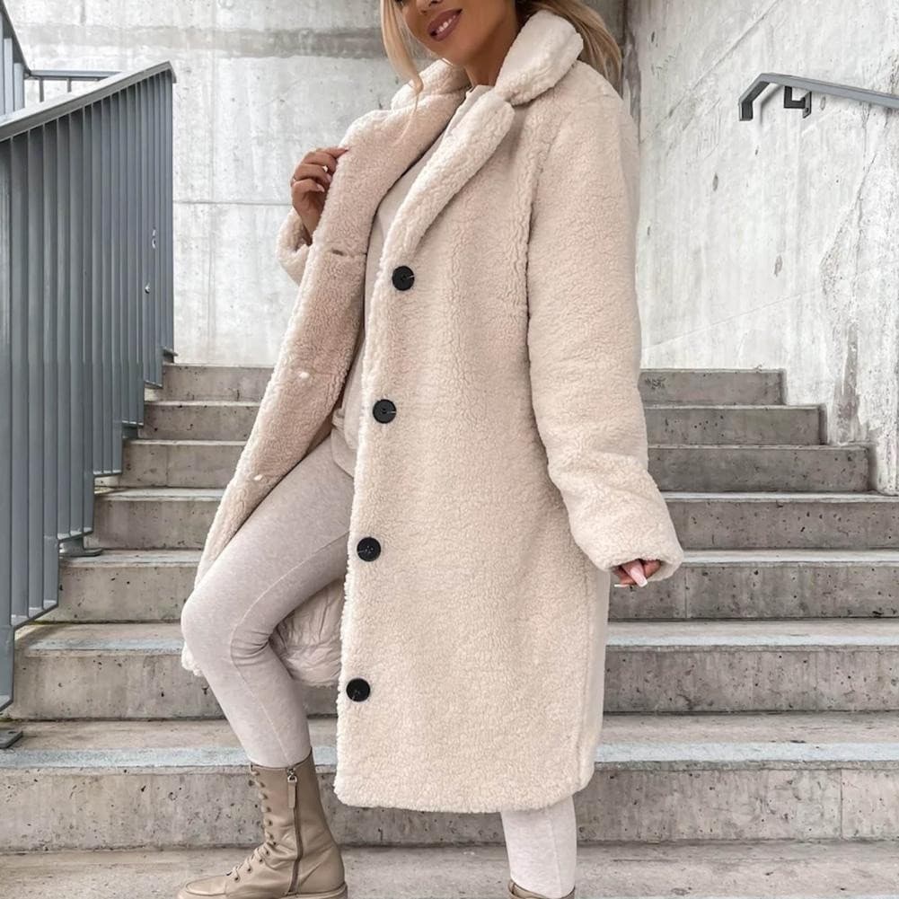 Casaco Longo De Pelúcia Outono E Inverno Mulher