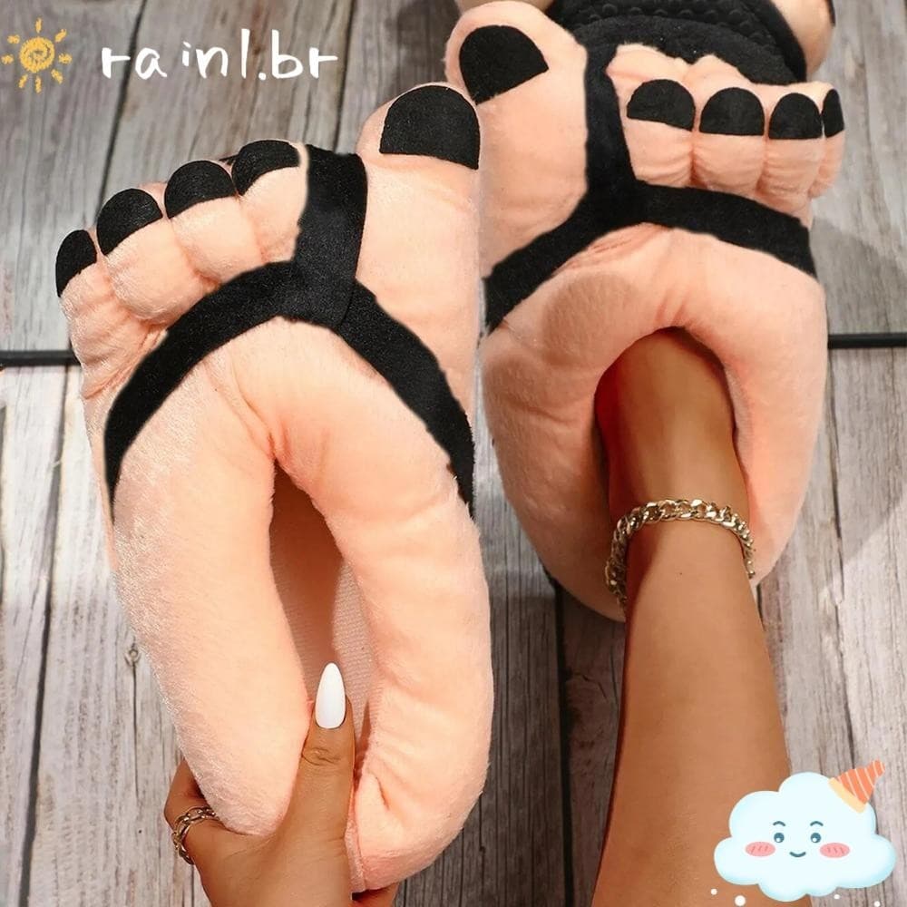 RAIN1 Sapatos De Dedo Grande , Chinelos Engraçados Criativos E , Do Pé De Desenho Animado De Algodão Macio Para Casa