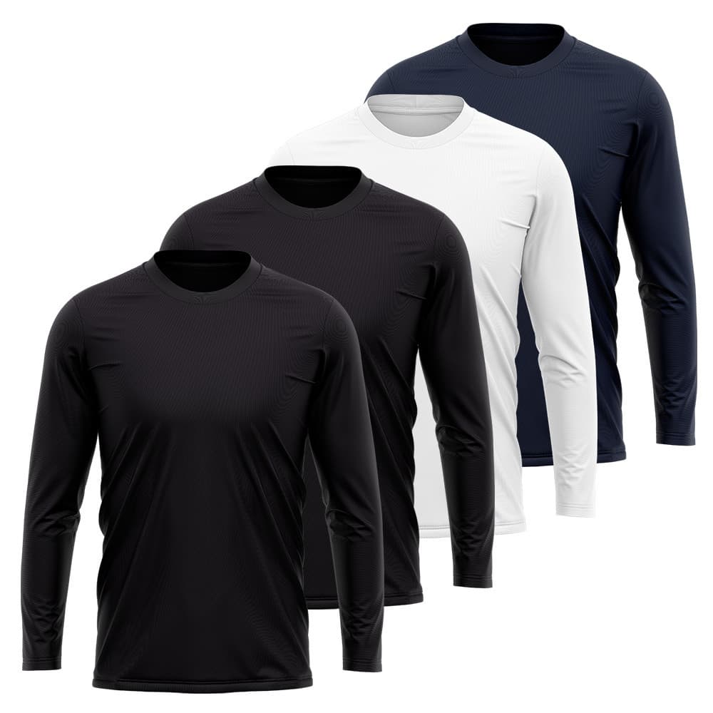 Kit 4 Camisetas Manga Longa Masculina Dry Proteção UV Básica Lisa Academia Treino Fitness