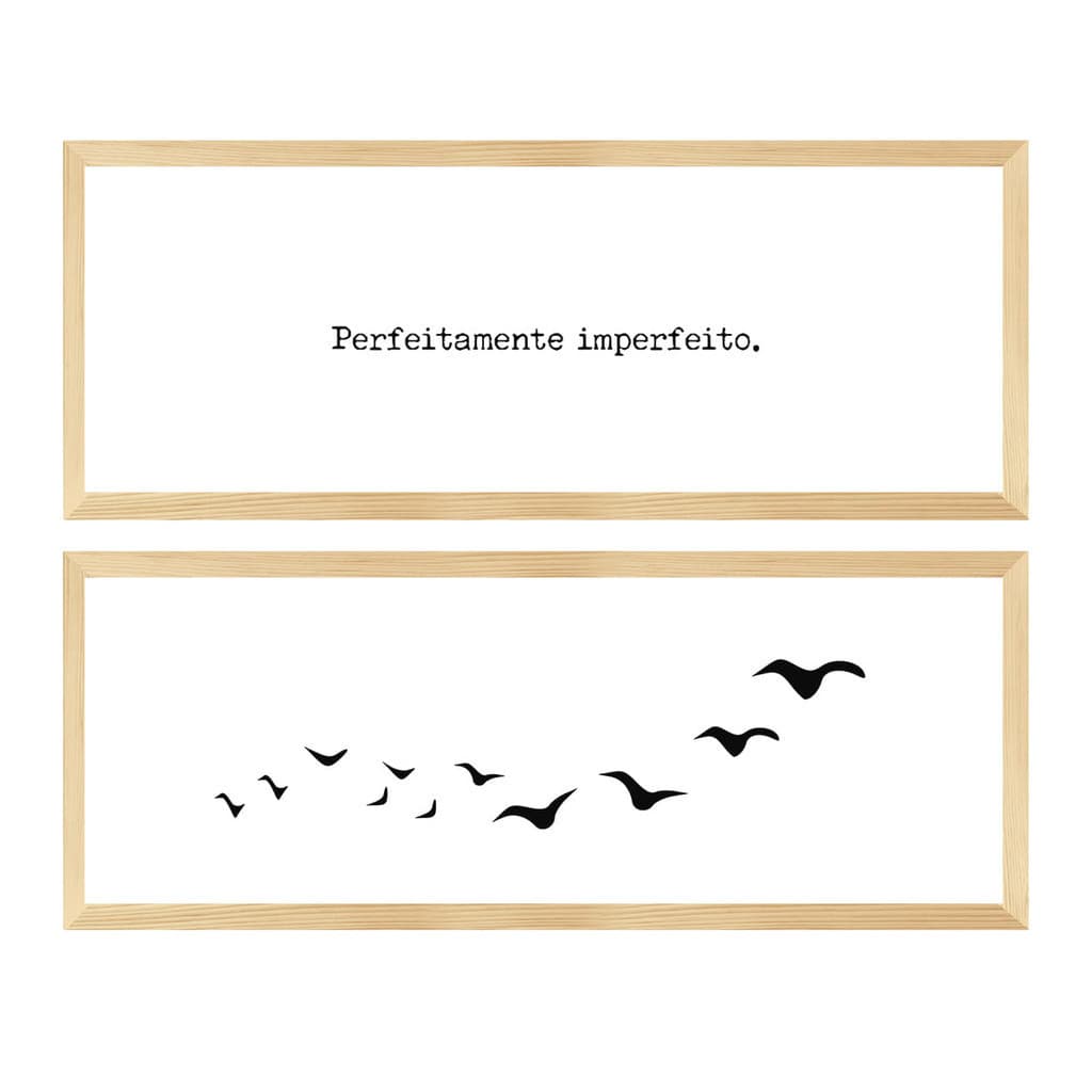 Dupla Quadros Decorativos Frases Passáros Criação Escritório