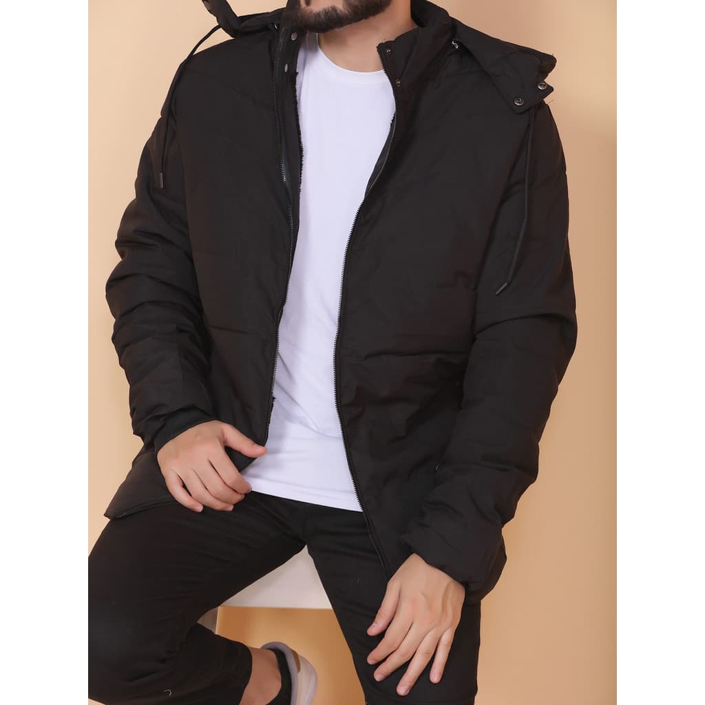 Jaqueta Bobo Jacó Preto Corta-vento Masculina Importado C/ Capuz com ziper no bolso