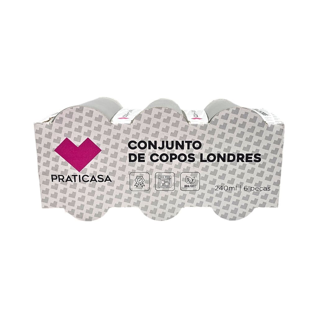Conjunto de Copos Londres 6 unidades 240ml cada