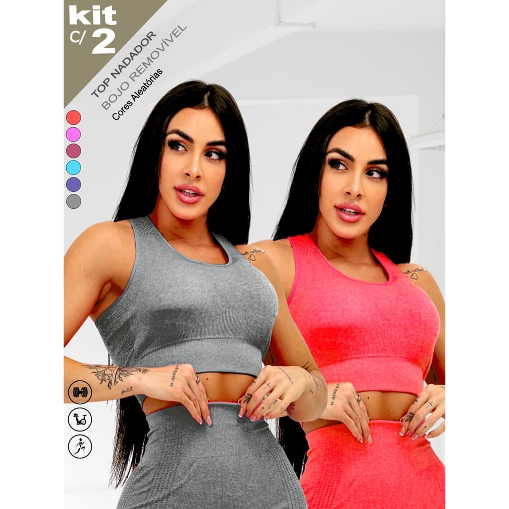 Kit c/2 Top Nadador Fitness Casual Dia Dia Cropped Esporte Academia Treino Leve e Fresquinho