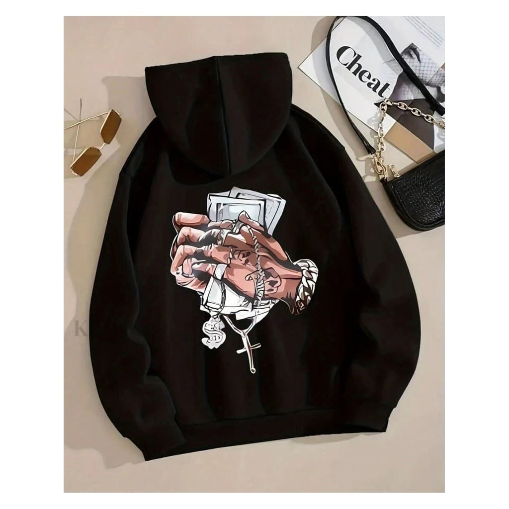 Moletom com Capuz Canguru Algodão Flanelado Estampado Estilo Gangster  Super Promoção Street