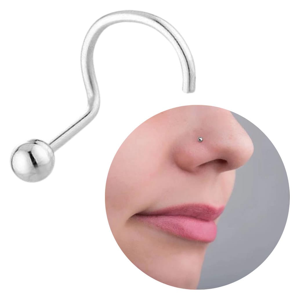 Piercing nariz bolinha nostril prata 925 legitima unissex