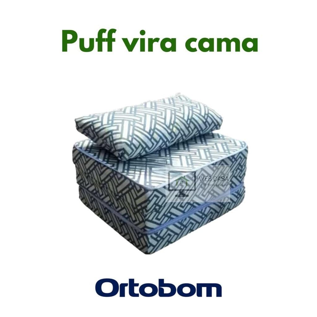 puff Vira Cama + Travesseiro Solteiro Multiuso 3 Em 1 Ortobom