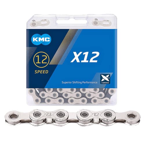 CORRENTE FINA INDEX X12 12V 126 LINKS PTA Ref: X12 SILVER Marca: KMC