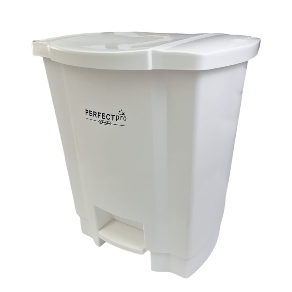 LIXEIRA 35L COM TAMPA E PEDAL BRANCA COLETOR DE RESIDUOS