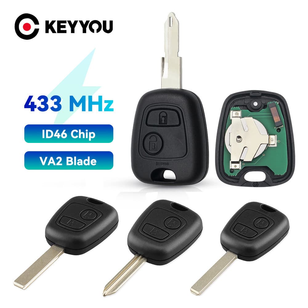 433Mhz Controle Remoto Da Chave Do Carro 2 Botões Para Peugeot 307 207 407 Citroen C1 C2 C3 Saxo Picasso Xsara ID46 Chip