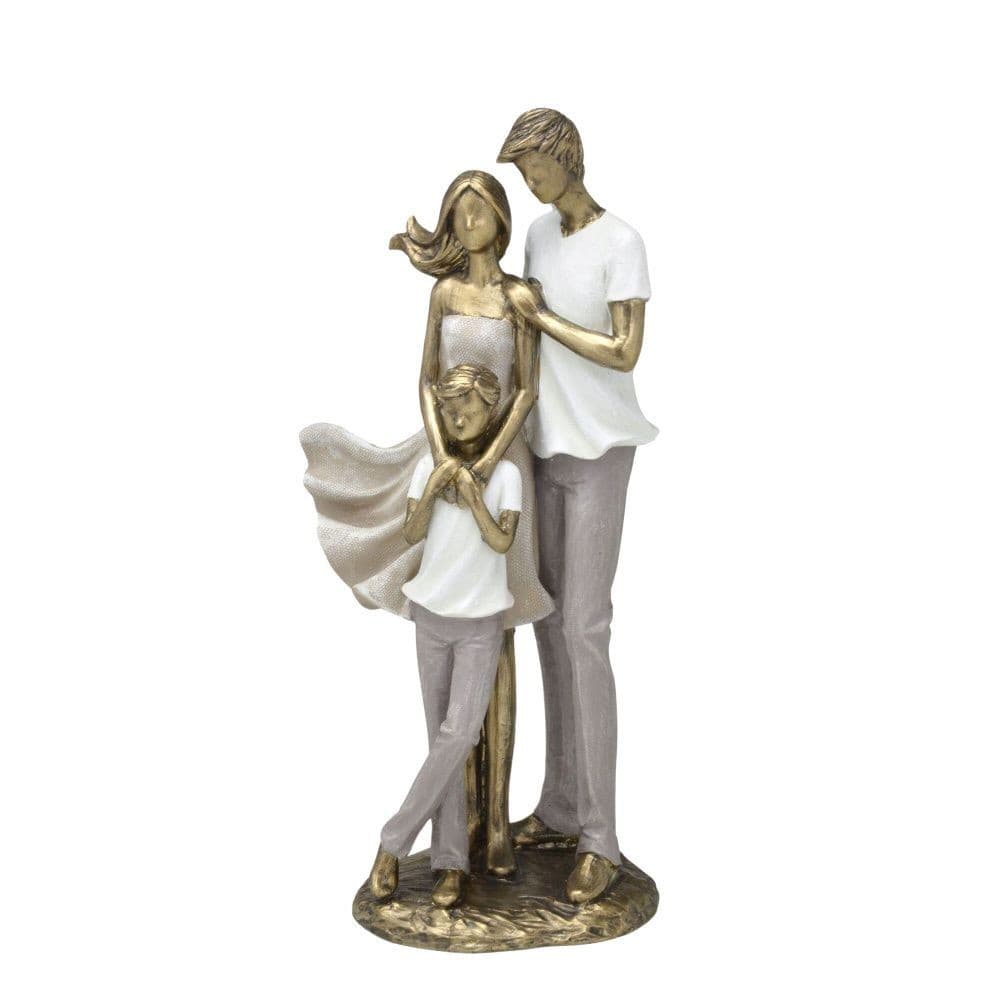 Escultura Estatueta Estátua Família Casal Filho Menino Grande Enfeite Resina Casa Sala Quarto Escritório Mesa Rack Luxo