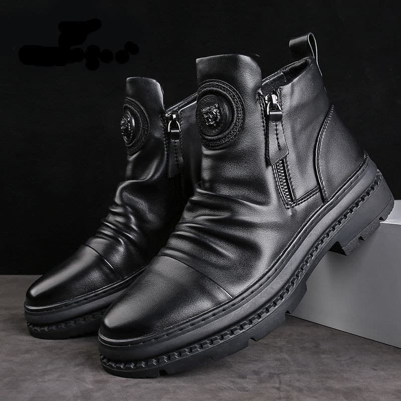 2024 novos homens botas Martin aumentam a sola grossa e os sapatos casuais de estilo europeu e americano de alto nível