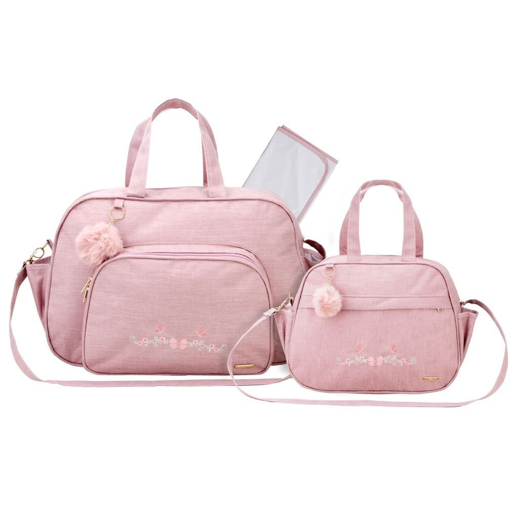 Kit Bolsa Bebê Mala Saída Maternidade Impermeável Menino Menina Frasqueira Térmica e Trocador - 3 peças