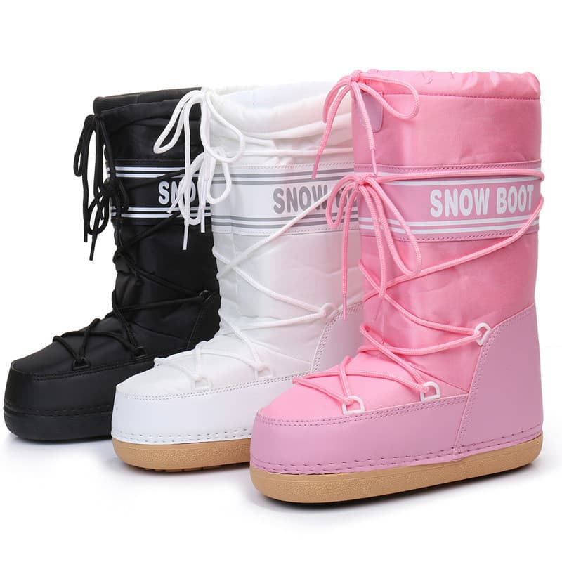 O mesmo NetRed 2024 inverno botas espaciais de esqui de cabeça redonda da moda botas de neve femininas de tubo médio engrossam sapatos lunares