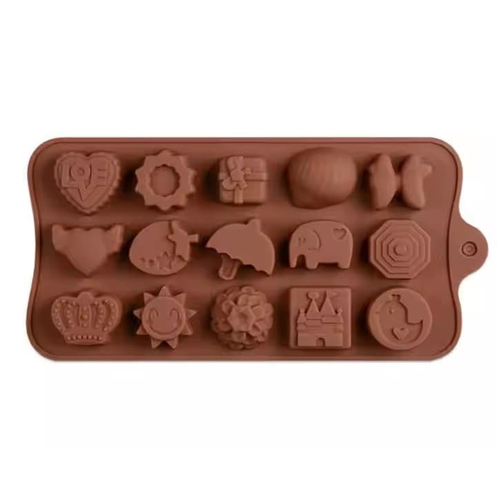 FORMA MOLDE SILICONE CHOCOLATE BOMBOM BICHO CASTELO COROA