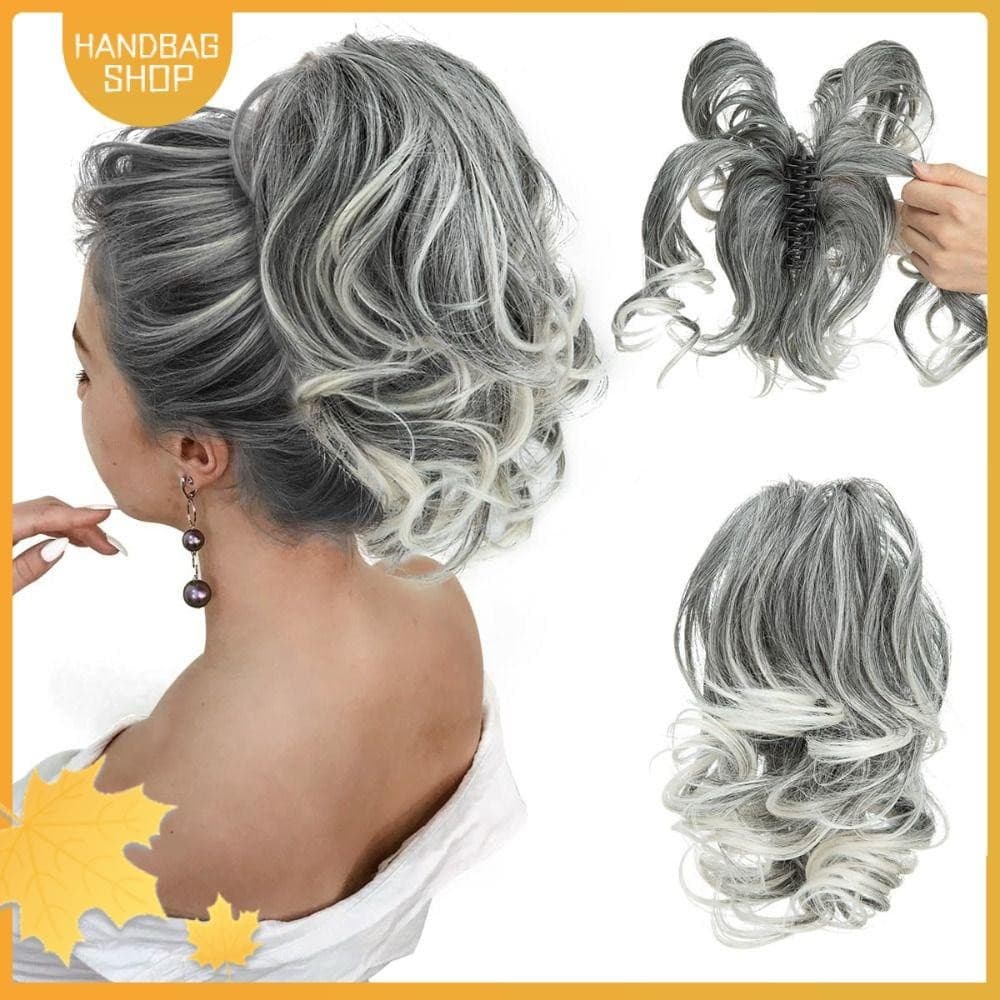 HANDBAG Peça De Cabelo De Coque Sujo , Clip De Aspecto Natural No Da Moda Bun Extensões Leves Falsas Peças Menina