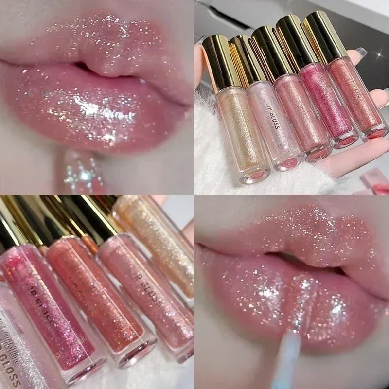 Espelho Batom Líquido Para Os Lábios Gloss/Glitter Antiaderente À Prova D'água Copo Brilho Labial