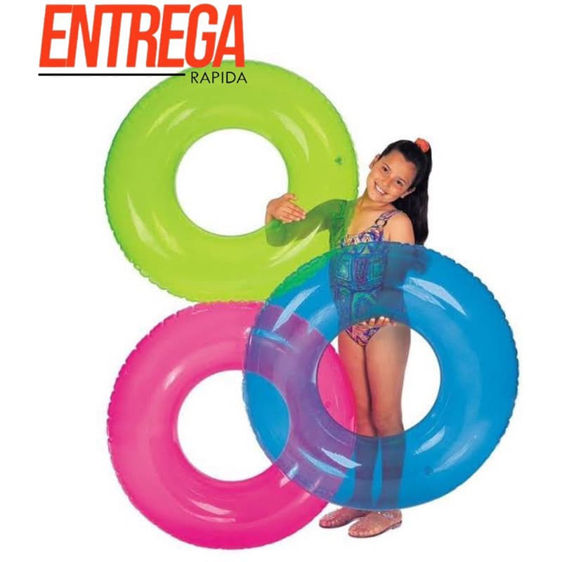 Boia 76cm Redonda Inflável Neon Piscina Crianças E Adultos