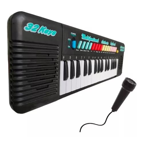 Piano Teclado Infantil Eletronico C/ Microfone Pilha Keybord