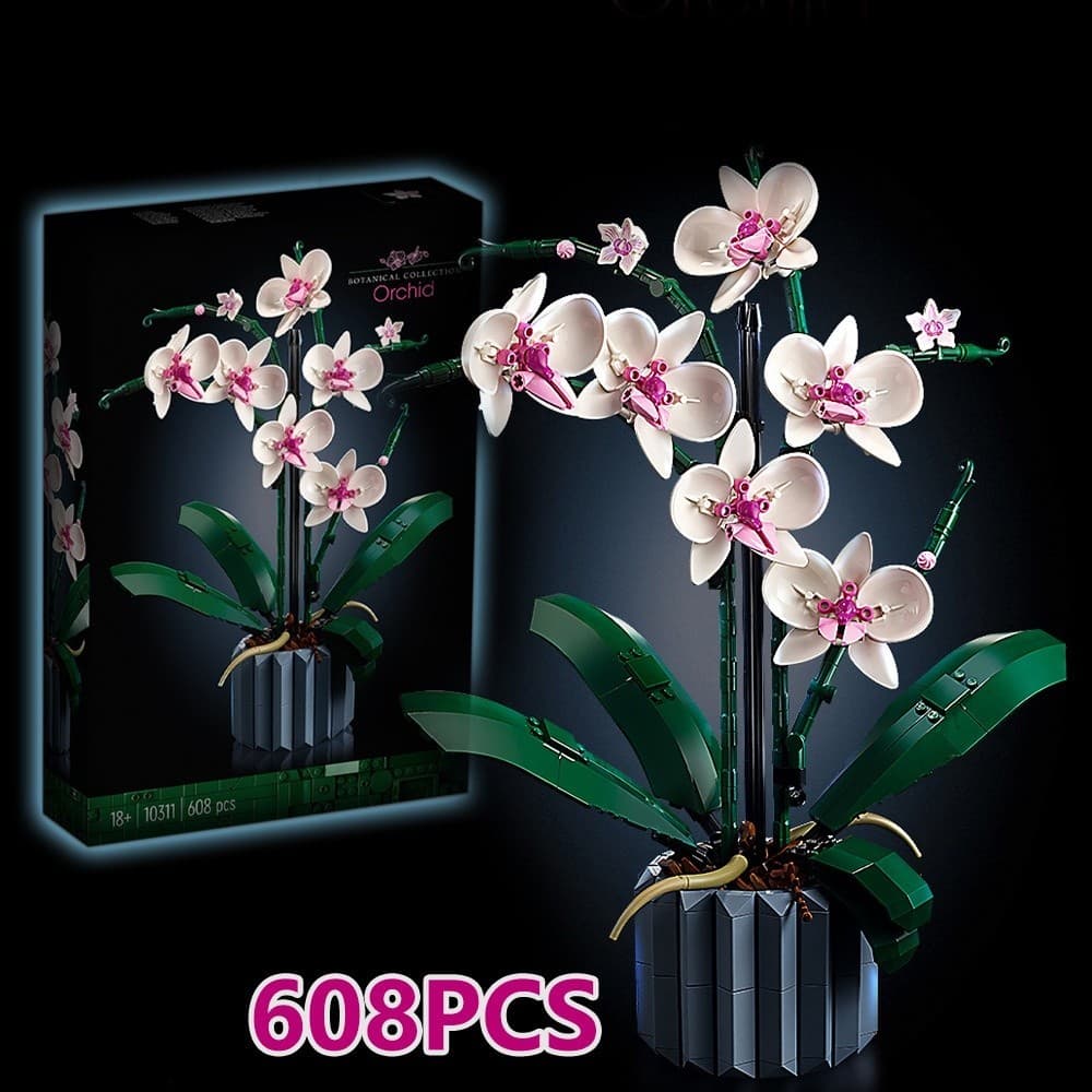 754pcs Blocos de construção Flor Lego Compatíveis permanente 10311 Orquídea Phalaenopsis Blocos de construção Buquês Bonsai Menina Montar brinquedos Presentes de decoração para casa Brinquedos educativos