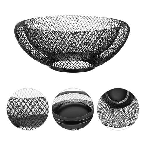 Fruteira Mesa Cesta De Frutas Aramado Metalizado Preto
