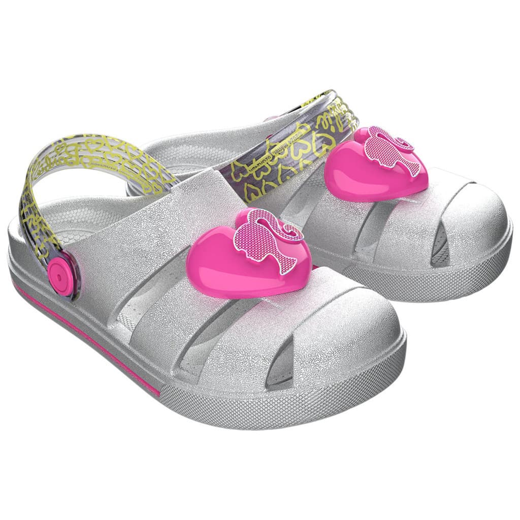Babuch Barbie Prata Rosa Heart Infantil Leve Menina Grendene Kids nº 23 ao 34