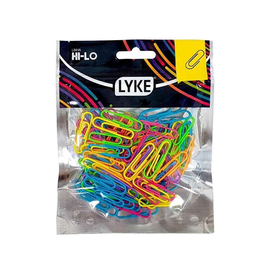 Clips Neon Lyke para Papel com 100 Unidades