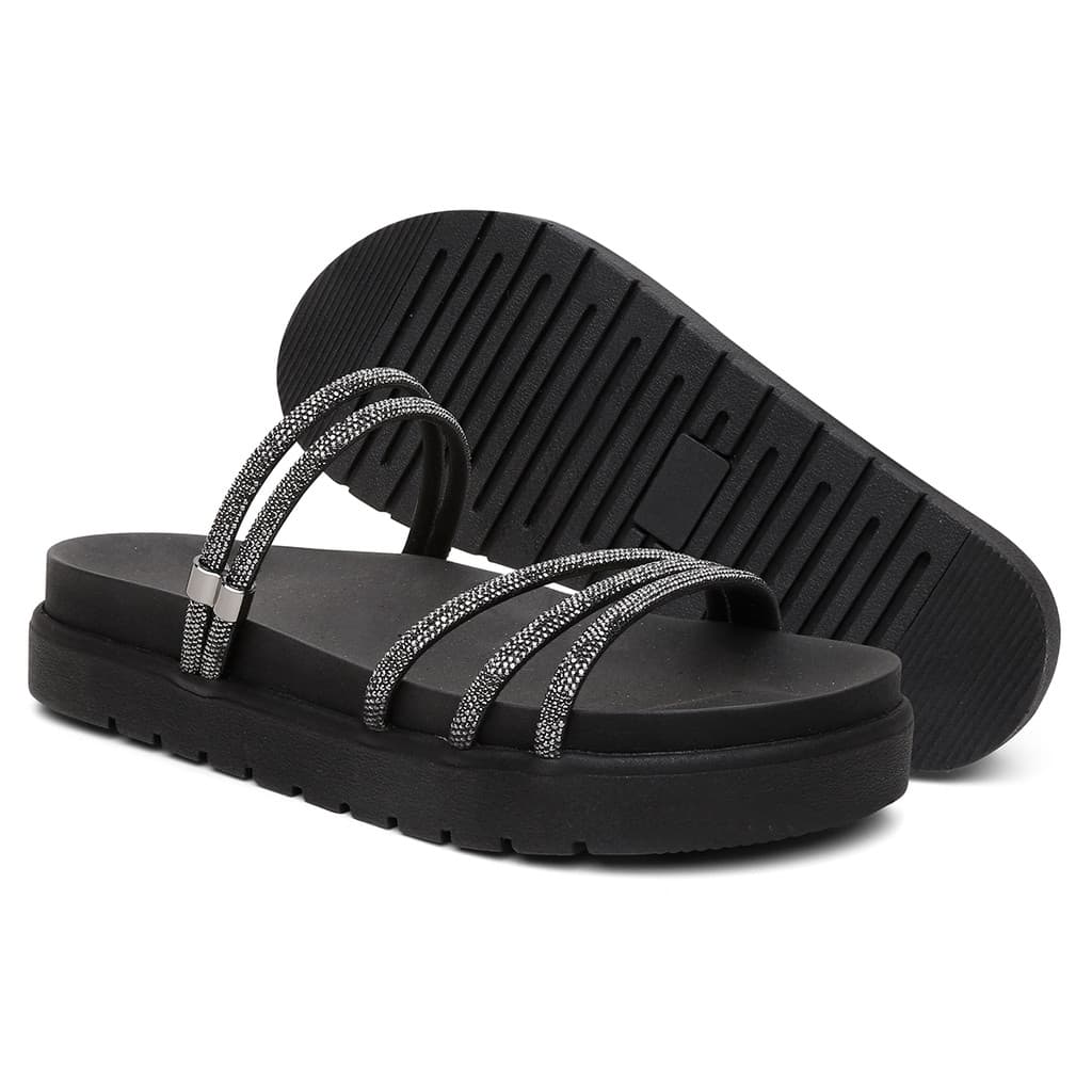 Papete Feminina 3 Tiras Birken Plataforma Brilho Macia