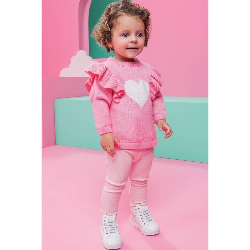 Calça Canelada Rosa Neon Bebê
