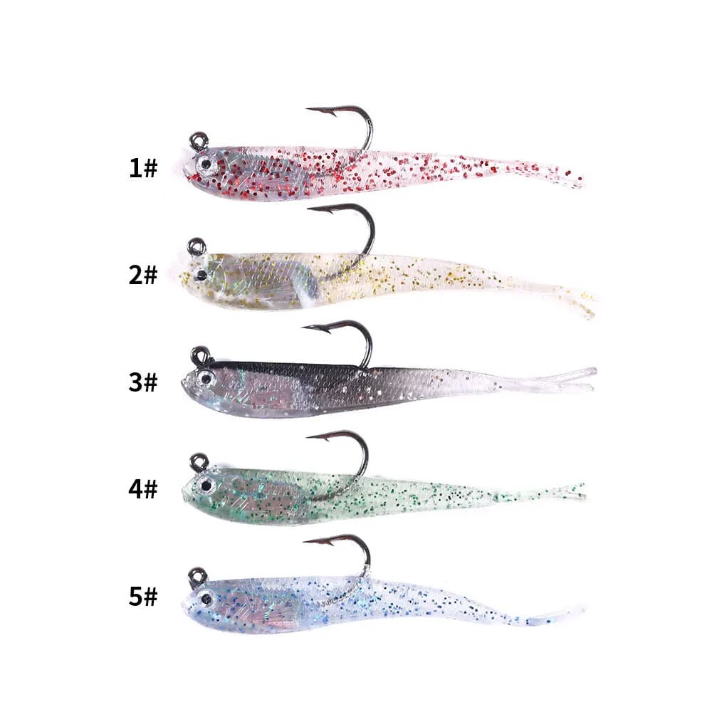 5 Iscas Artificial Shad Soft De Silicone De Fundo Com Anzol