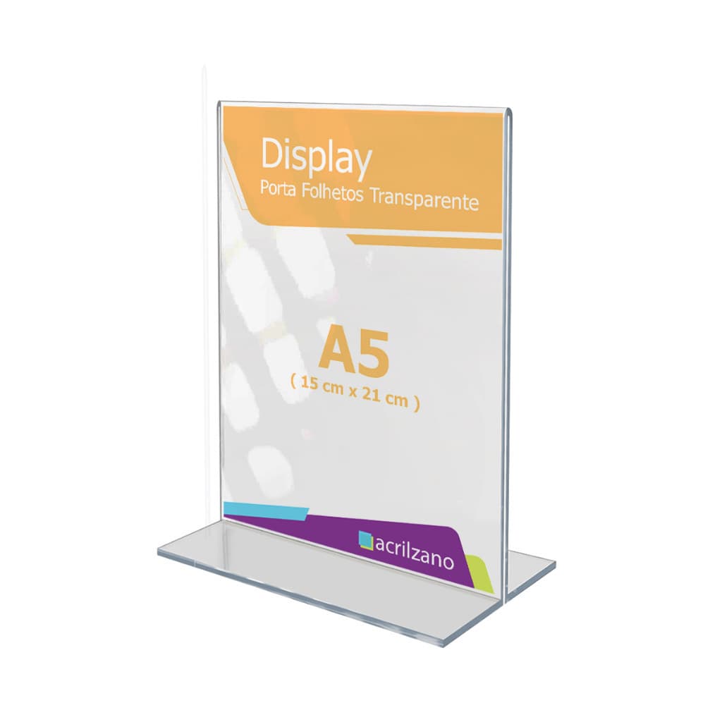 Display de Acrílico De Mesa para Folheto A5 15x21cm ACRÍLICO