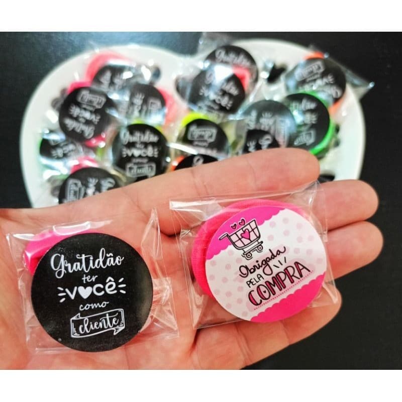 kit Mimo para Clientes com Anelzinho ou brinquinhos e Xuxinha de Cabelos Pacotes com 30/40/50pçs