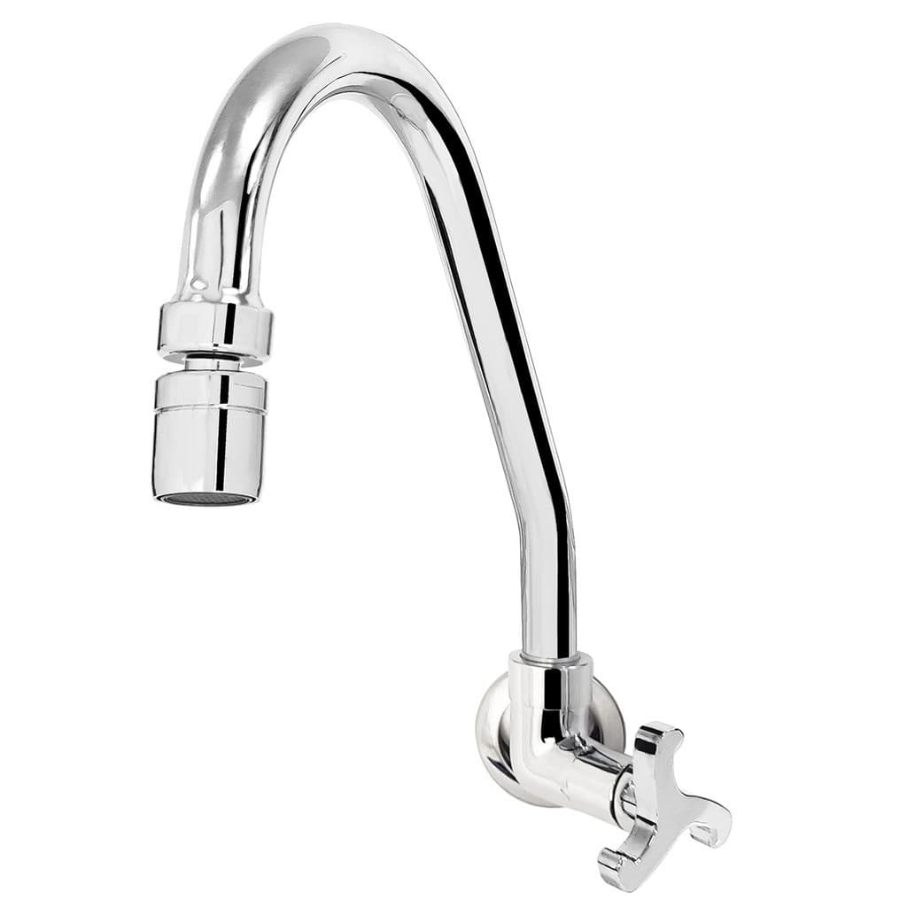 Torneira Cozinha Parede Bica com Arejador Móvel C54 Metal Vazão total