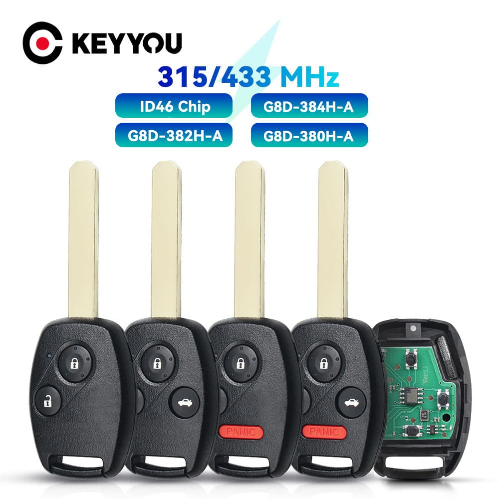 Honda CR-V HR, Civic, Accord 2003-2009 FCCID:G8D-382H-A FSK Com ID46 ID13 ID48 ID8E 433MHZ chip key,remote keyless entry
