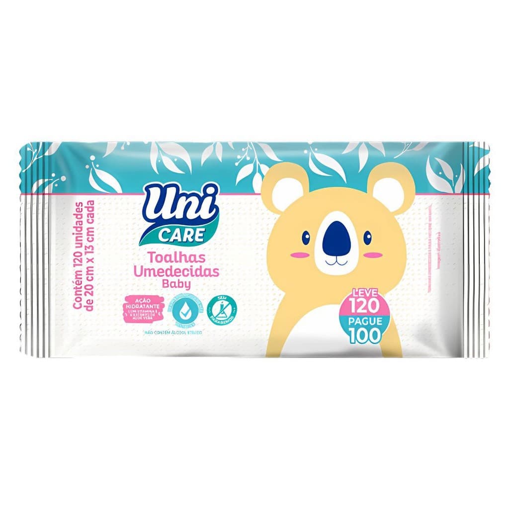 Kit 6 Toalha Umedecida Baby Uni Care C/120 Unidades