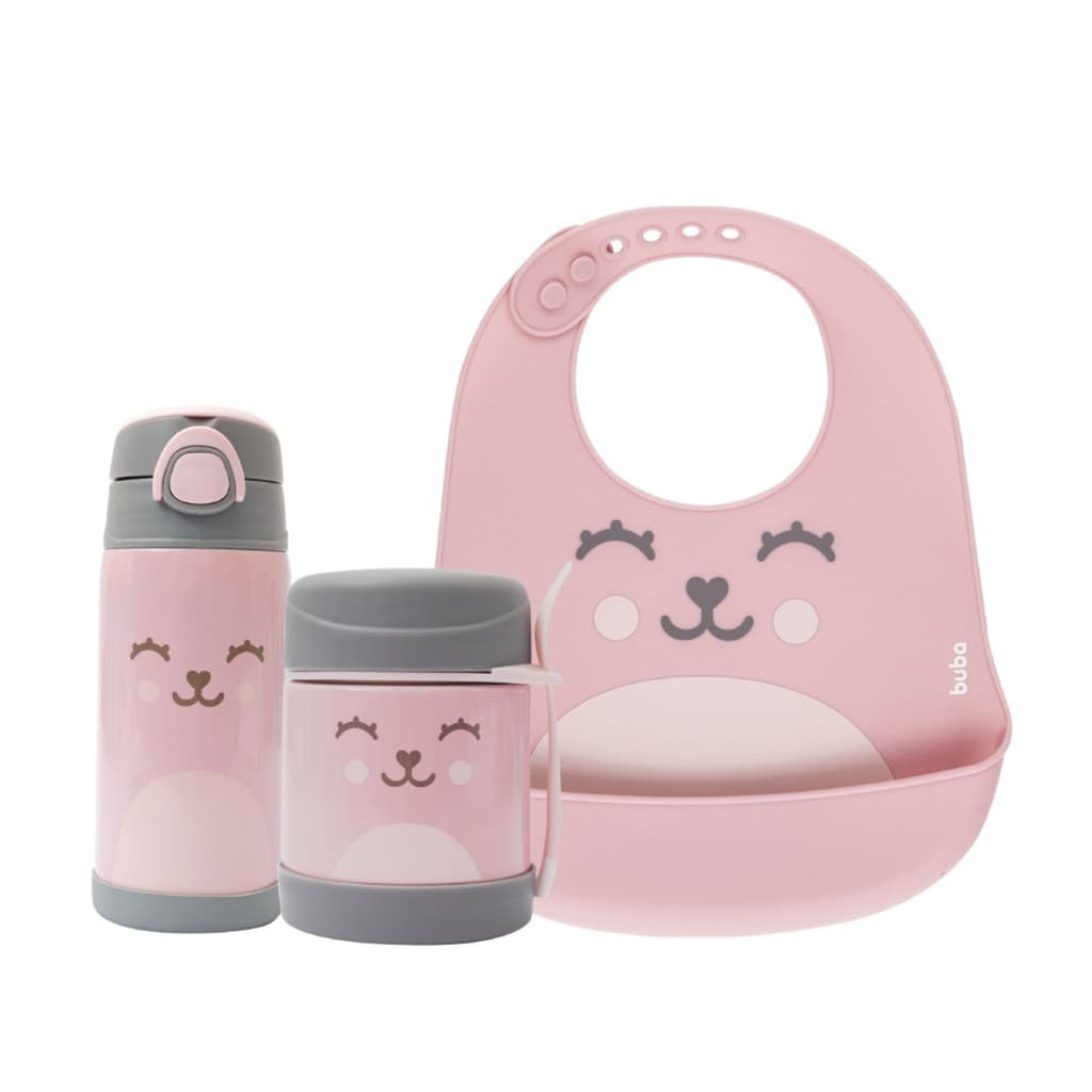Kit Alimentação Bebê – Pote Térmico, Garrafa Térmica e Babador de Silicone
 Gumy Buba