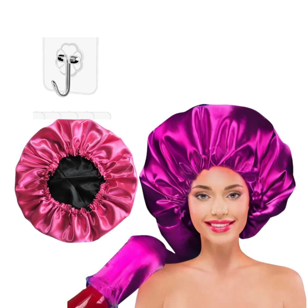 Kit 1 Touca Difusora de Cetim e 1 Touca de Cetim Dupla Face