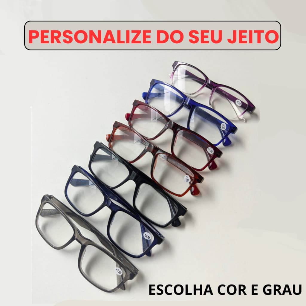 Personalize o seu Kit de Óculos Para Leitura / Descanso / Trabalho Unissex