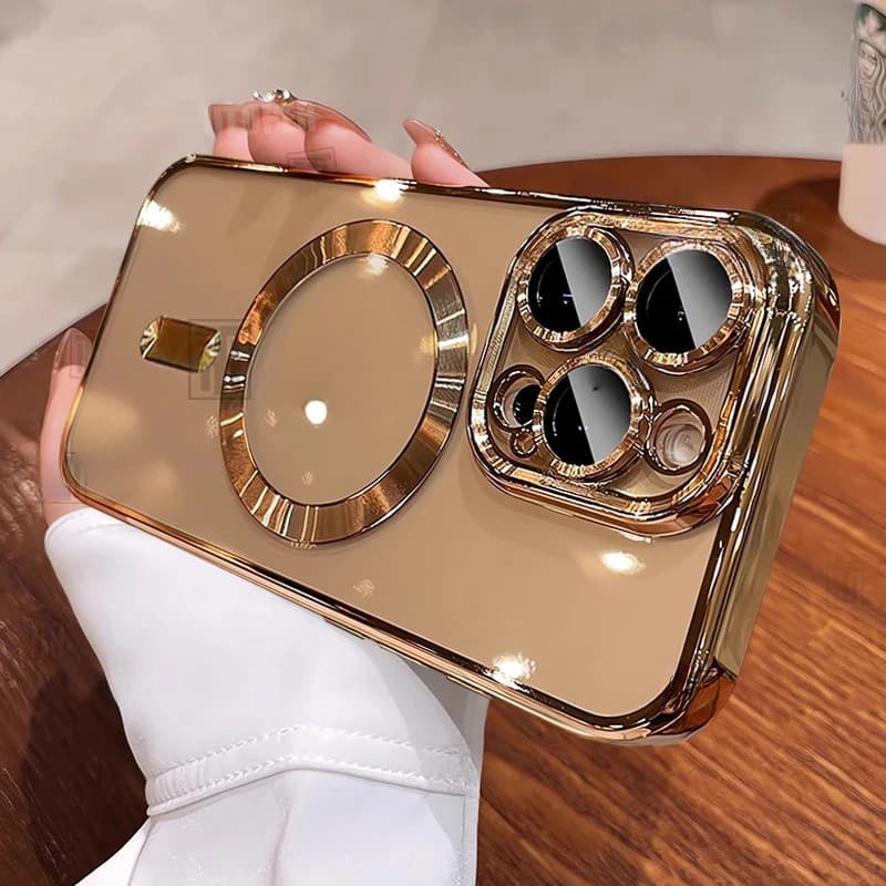 Chapeamento Claro Magnético Caso De Telefone Compatível Para IPhone 17 16 15 14 13 12 11 Pro Max Plus Macio Capa Traseir