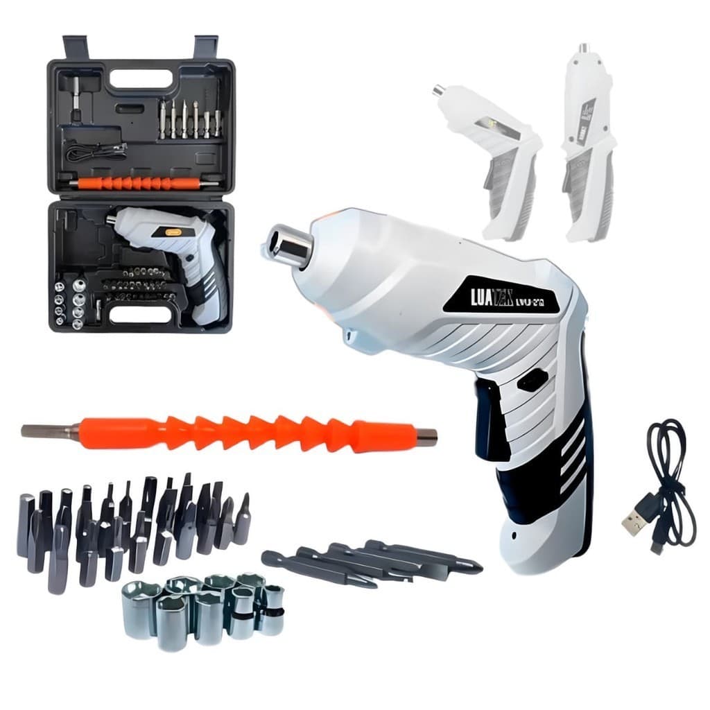Kit Mini Parafusadeira + 47 Peças Maleta Chaves De Fenda