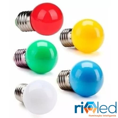 01 Lampada Led E27 Bolinha Bulbo 1w 110v Colorida Varal de Luz Espelho Camarim Casamento