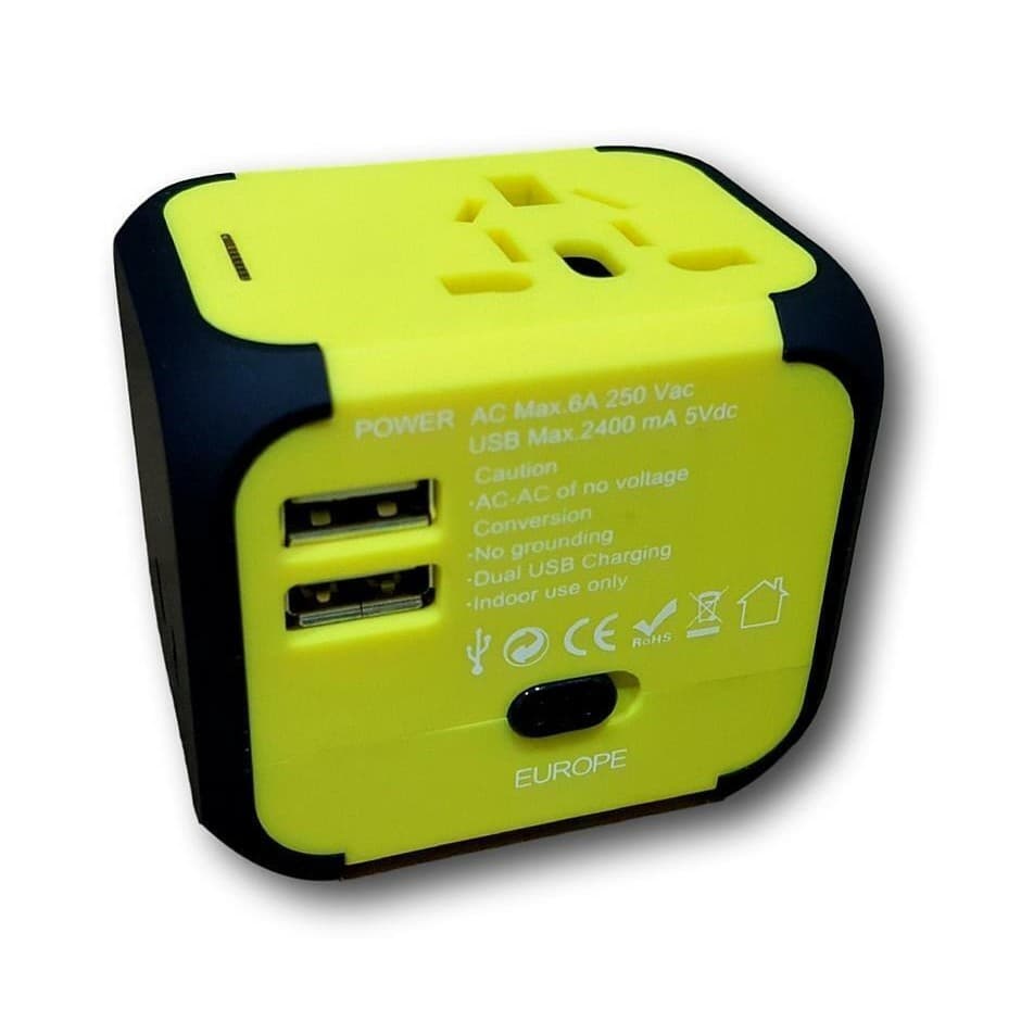 Carregador Conversor Tomada Universal Bi-volt Dual Usb  - Verde