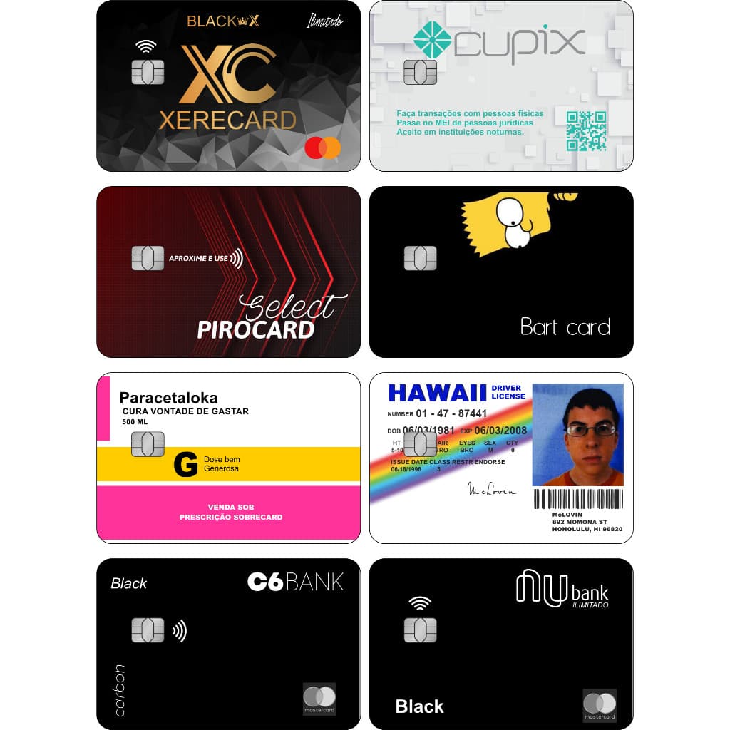 Kit 8 Adesivos para Cartão De Credito E Débito - Humor Memes Cartão Black