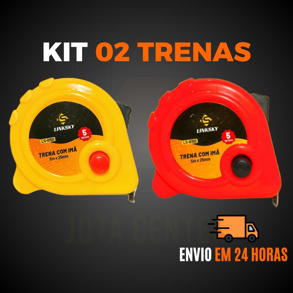 Kit Trena Métrica 5 Metros Profissional Com Trava Fita de Aço