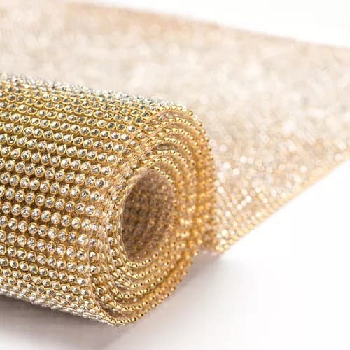 Manta De Strass Termocolante 5x45cm Prata Ou Dourada Para Artesanato