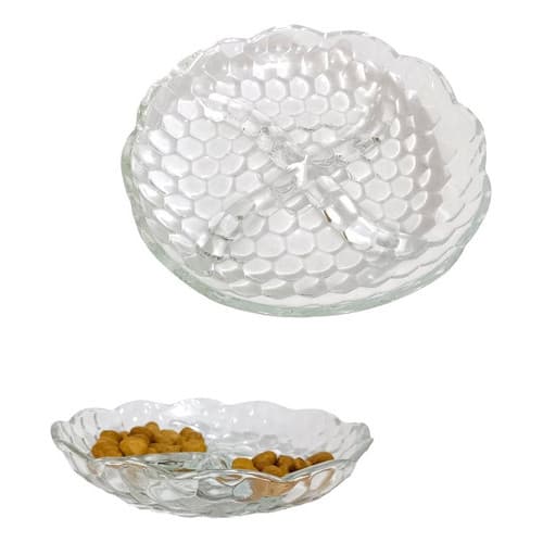 Petisqueira De Vidro 4 Divisórias 18,5cm Prato