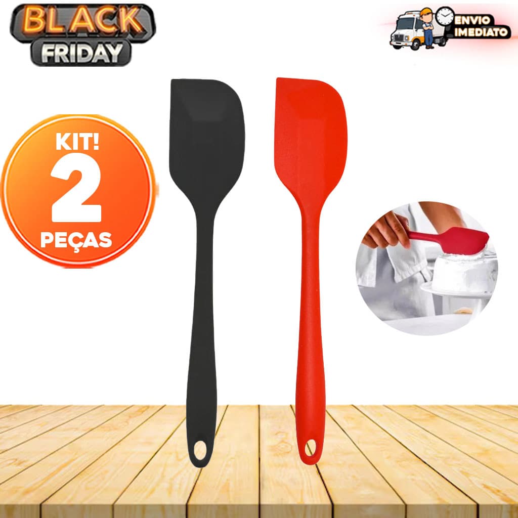 Kit com 2 Espátulas de Silicone - 28,5 cm e Espátula para Pão Duro de Silicone