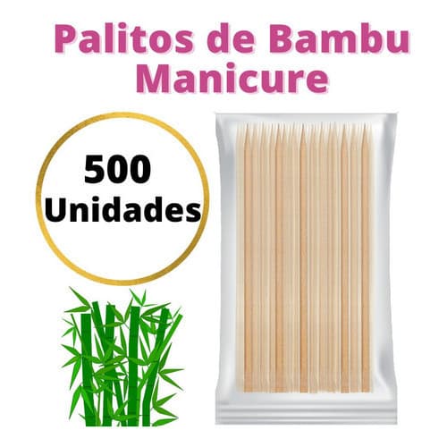 500- Palito De Madeira Bambu Para Unha ponta e chanfro  12,5cm/4mm - Resistente