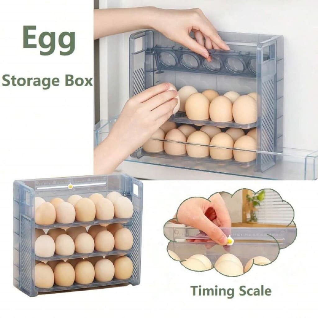Rack de ovos para geladeira de 3 camadas com 30 pacotes