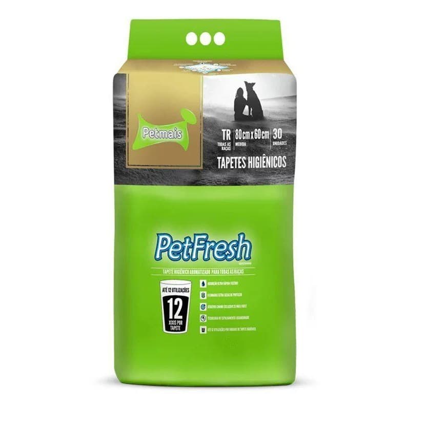 Tapete Higiênico Petmais Pet Fresh Aromatizado - 30 unidades - 80x60cm